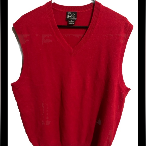 Jos. A. Bank Other - Jos A Bank Executive Collection V Neck Golf Sweater Red 100% Cashmere XL